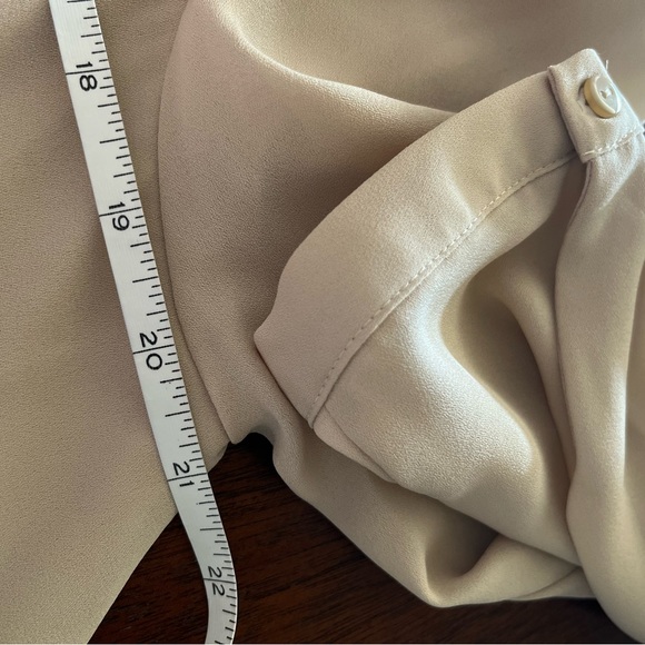 Zara cream tan long sleeve double layer bell hem blouse - Picture 6 of 8